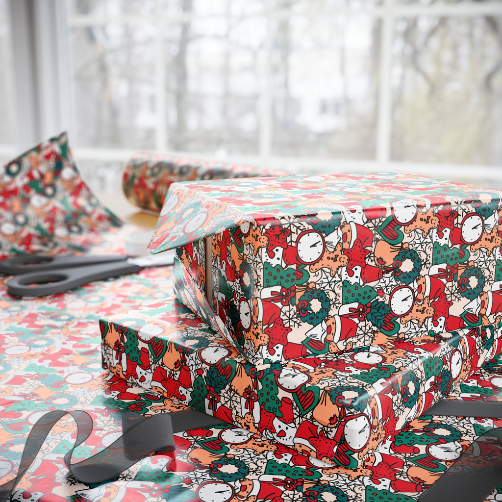 Hand Drawn Doodles Wrapping Paper | Holiday Gift Wrapping Paper Roll