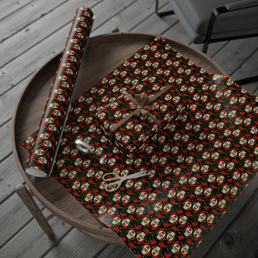 Day of the Dead Red Roses Wrapping Paper | Holiday Gift Wrapping Paper Roll