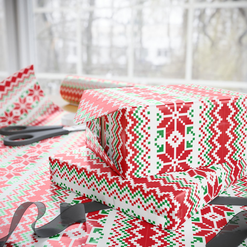 Christmas Ugly Red Snowflakes Wrapping Paper | Holiday Gift Wrapping Paper Roll