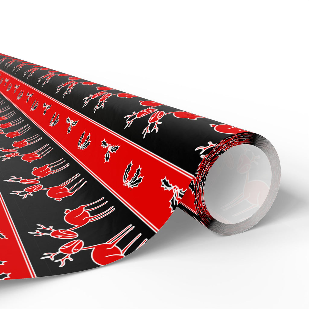 Christmas Ugly Red & Black Reindeer Wrapping Paper | Holiday Gift Wrapping Paper Roll
