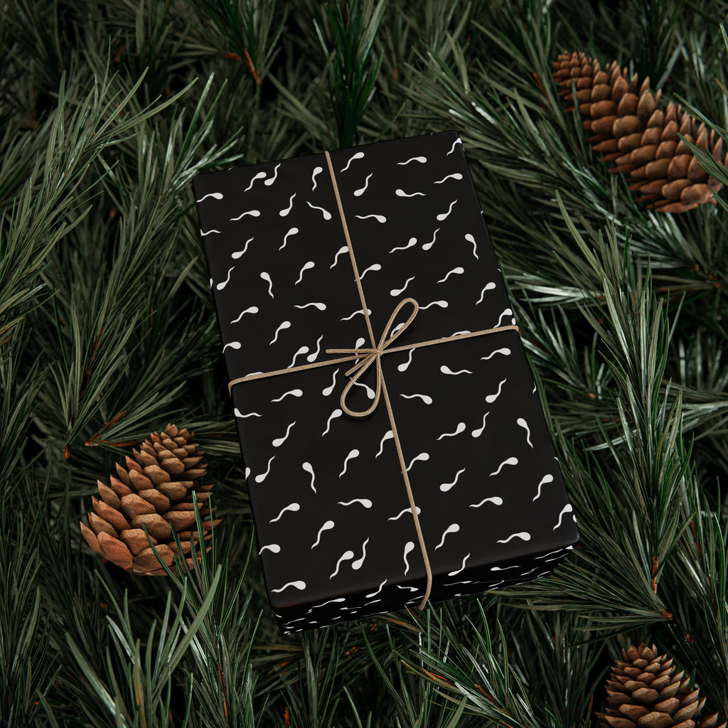 NSFW Late Night Swimmers on Black Wrapping Paper - Holiday Gift Wrapping Paper Roll