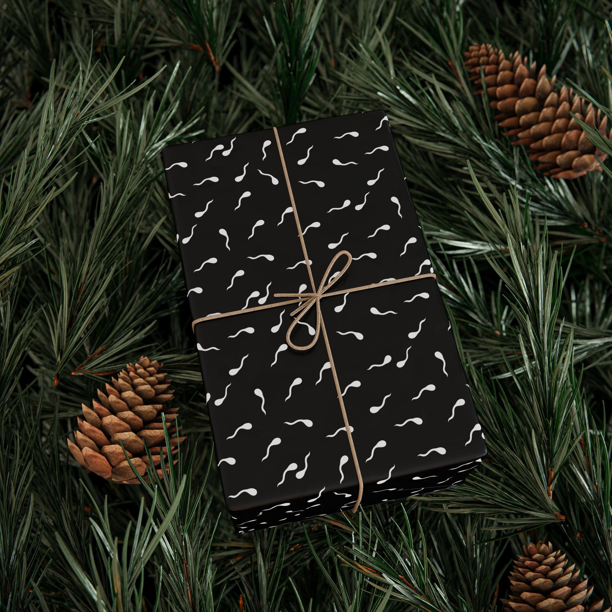 NSFW Late Night Swimmers on Black Wrapping Paper - Holiday Gift Wrapping Paper Roll