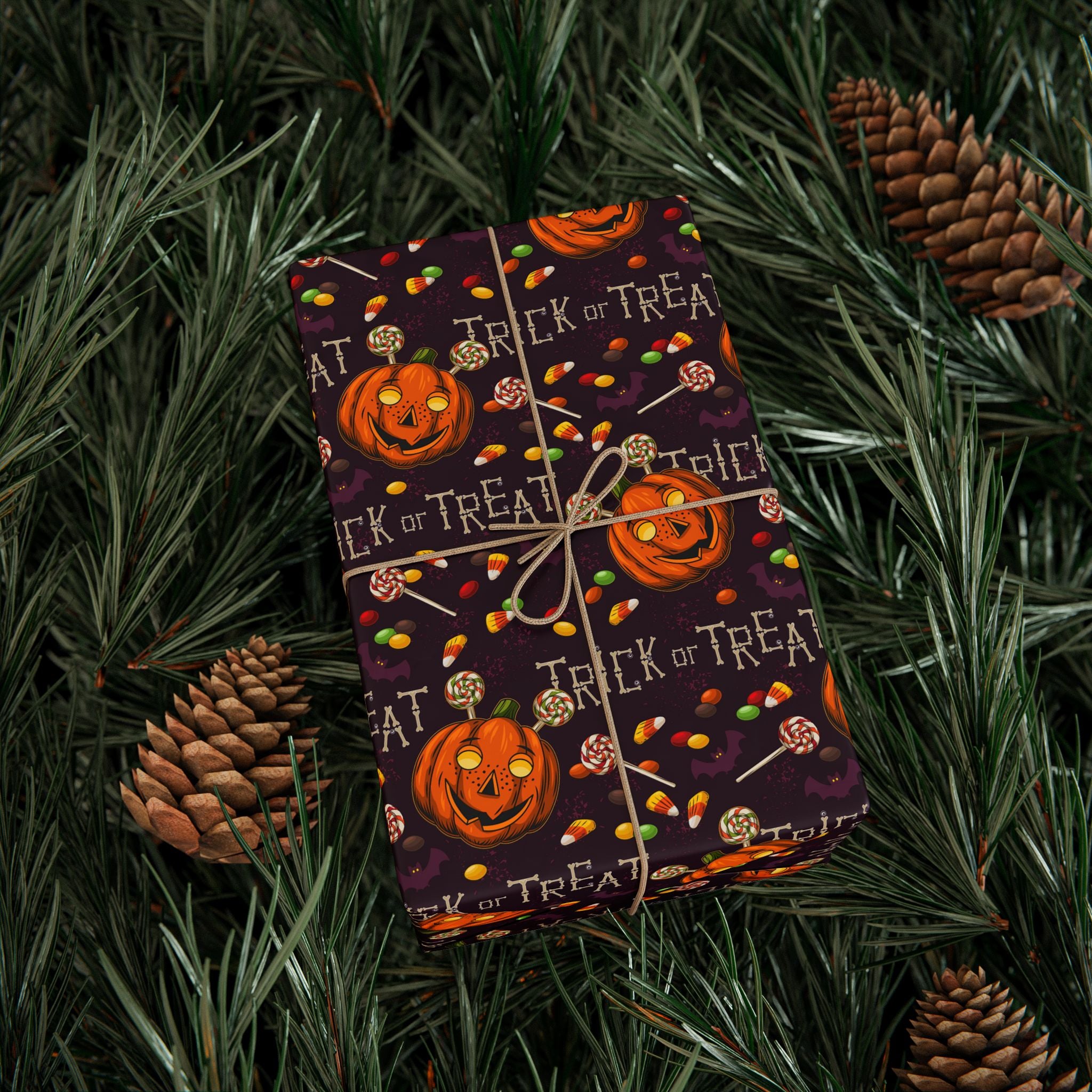 Halloween Trick or Treat Candy Wrapping Paper | Holiday Gift Wrapping Paper Roll