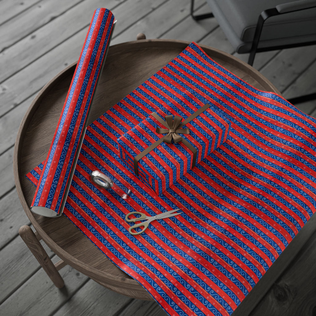 Christmas Striped Ribbons Wrapping Paper | Holiday Gift Wrapping Paper Roll