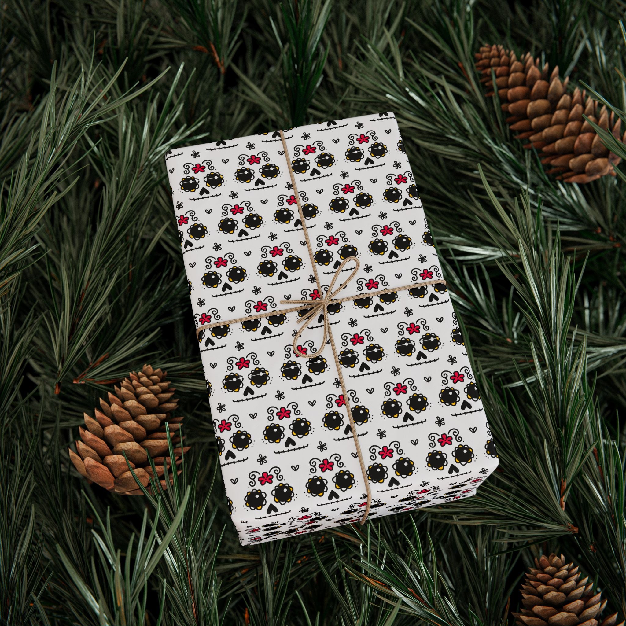Day of the Dead Cartoon Calavera Wrapping Paper | Holiday Gift Wrapping Paper Roll