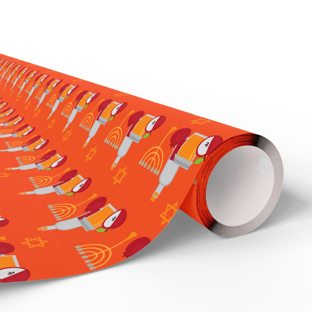 Hanukkah Apples Dipped in Honey Wrapping Paper | Holiday Gift Wrapping Paper Roll