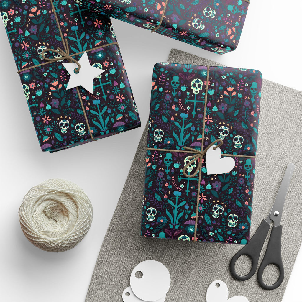 Day of the Dead Rose Collage Wrapping Paper | Holiday Gift Wrapping Paper Roll