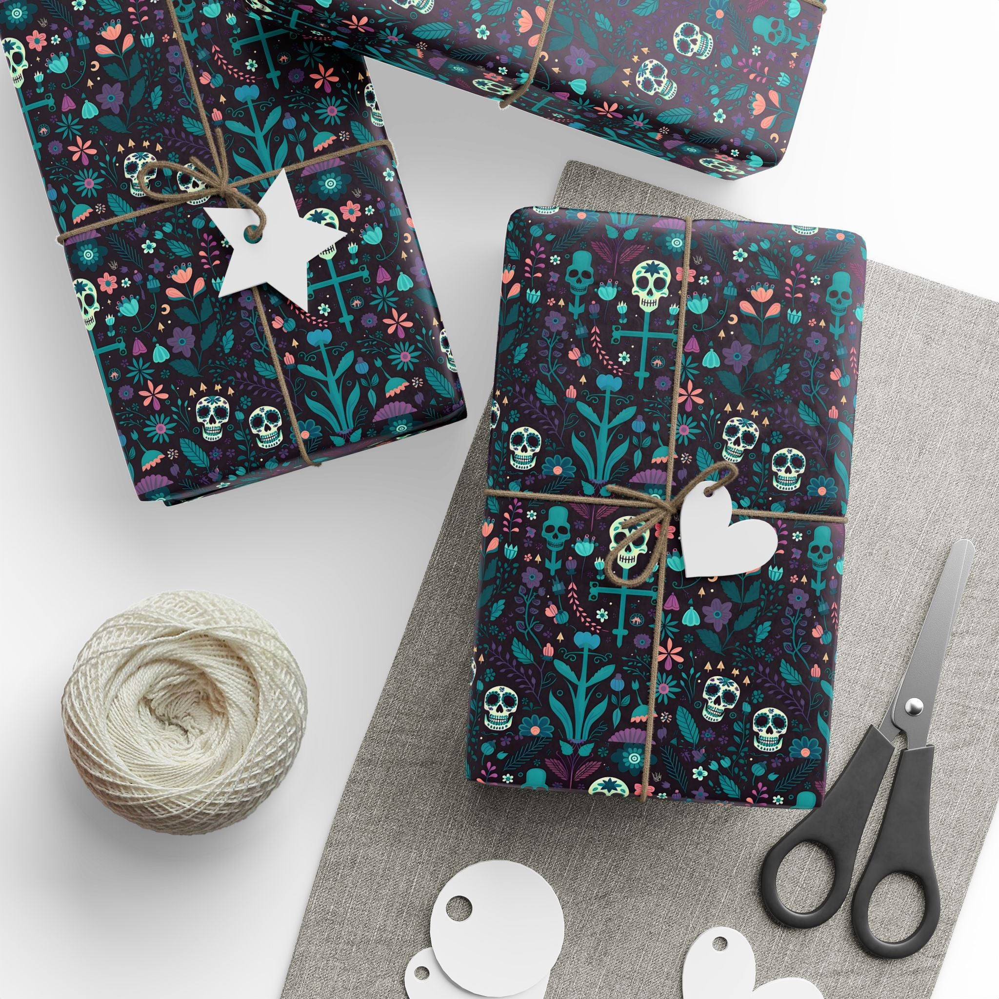 Day of the Dead Rose Collage Wrapping Paper | Holiday Gift Wrapping Paper Roll