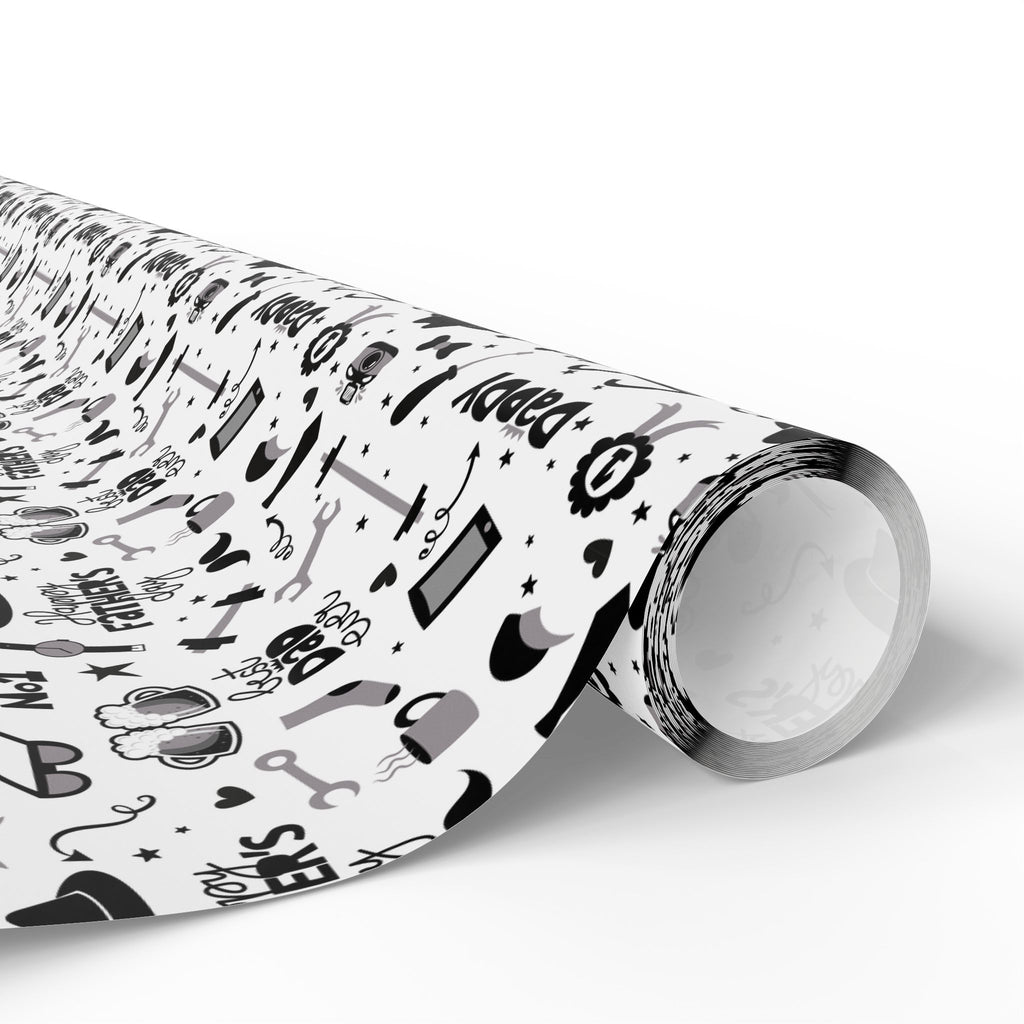 Father's Day Black & White Wrapping Paper - Holiday Gift Wrapping Paper Roll