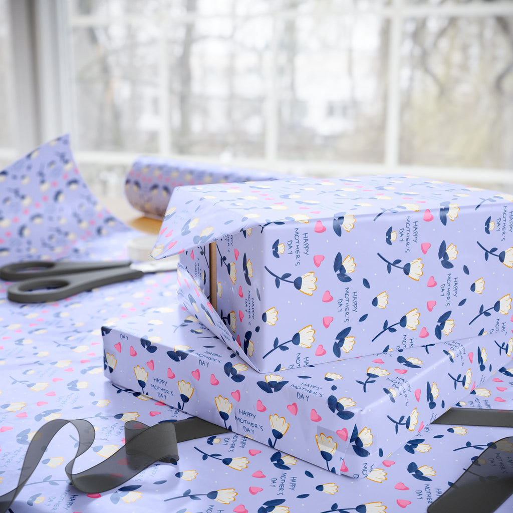 Mother's Day White Flowers Wrapping Paper - Holiday Gift Wrapping Paper Roll