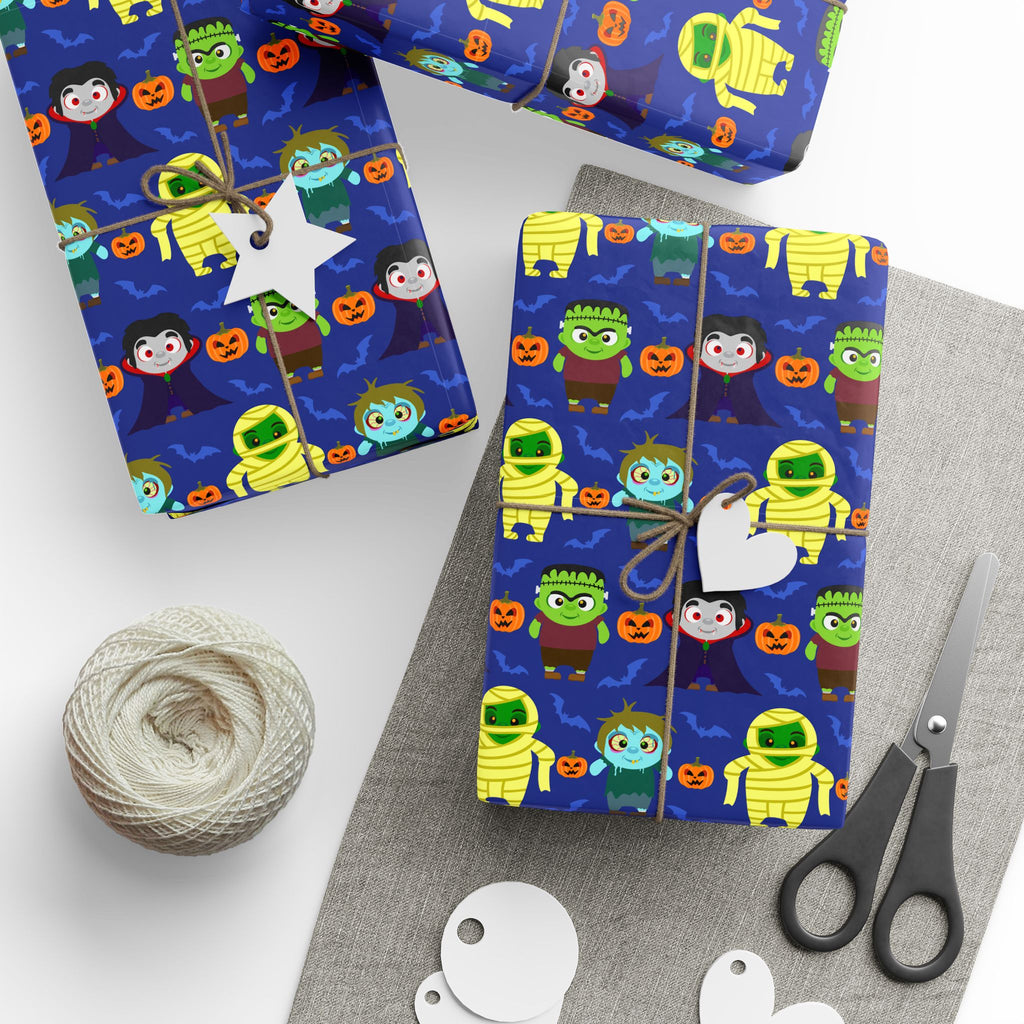 Halloween Monsters Row Wrapping Paper | Holiday Gift Wrapping Paper