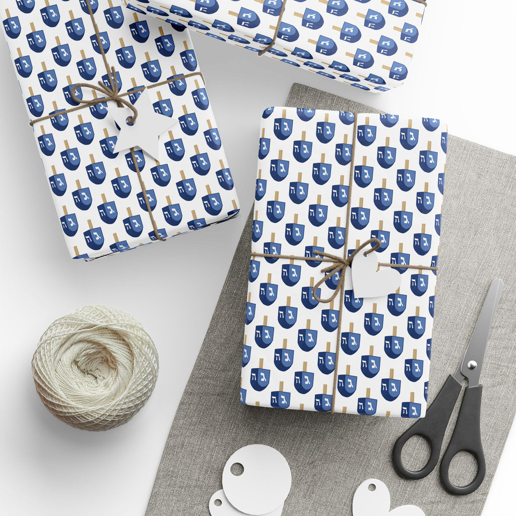 Hanukkah Vintage Dreidel Wrapping Paper | Holiday Gift Wrapping Paper Roll