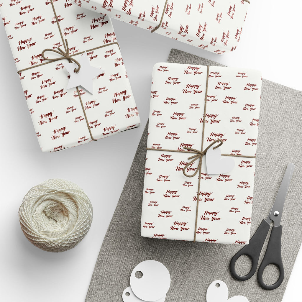 New Year's Happy New Year on White Wrapping Paper - Holiday Gift Wrapping Paper Roll