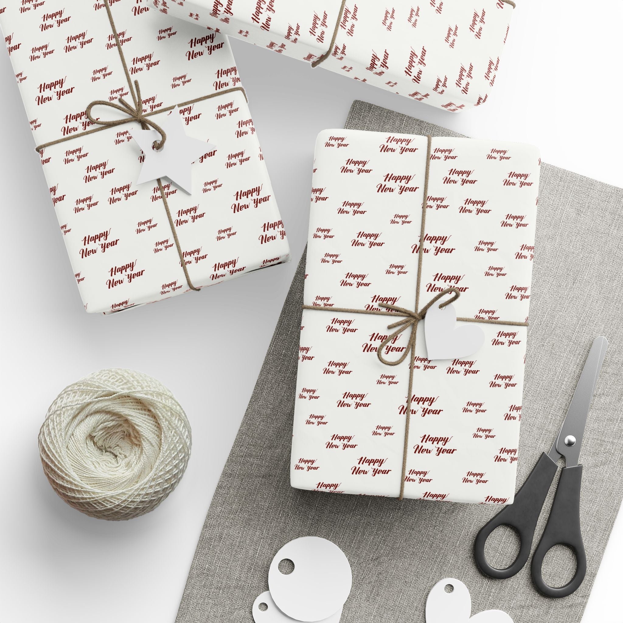 New Year's Happy New Year on White Wrapping Paper - Holiday Gift Wrapping Paper Roll