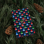 Christmas Multicolor Santa Hats Wrapping Paper | Holiday Gift Wrapping Paper Roll