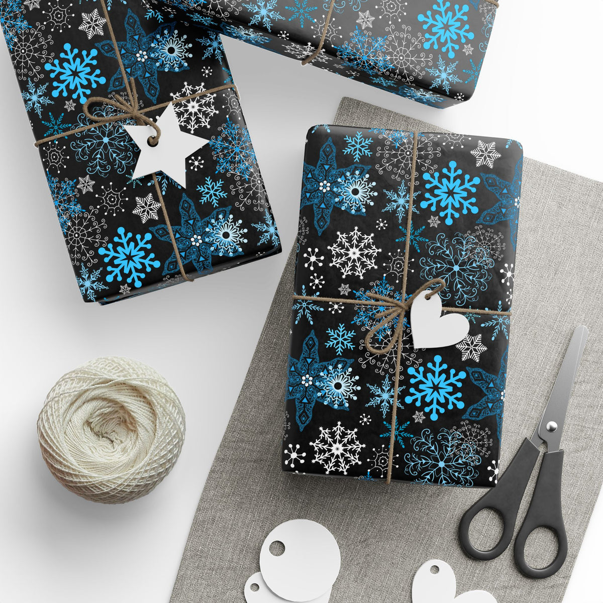 Christmas Dark Snowfall Wrapping Paper | Holiday Gift Wrapping Paper Roll