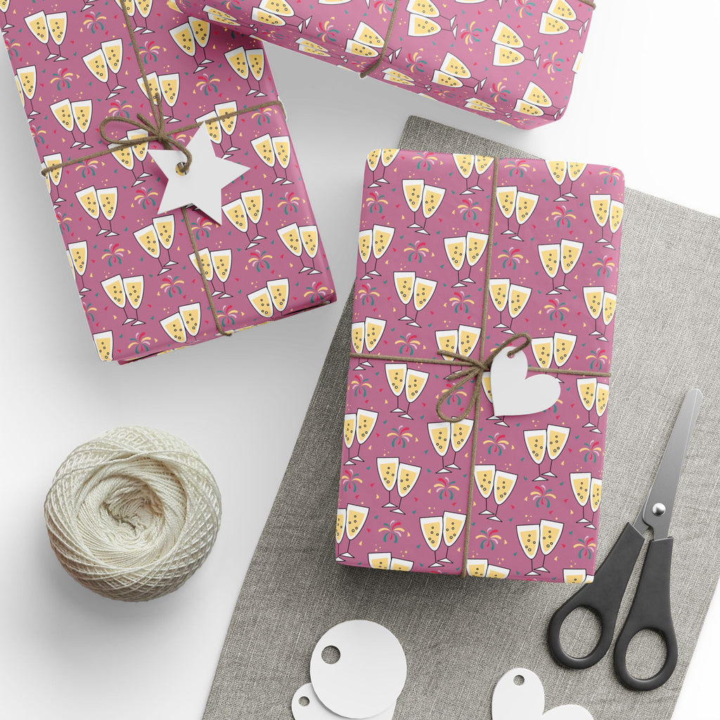 New Year's Champagne Fireworks Wrapping Paper - Holiday Gift Wrapping Paper Roll
