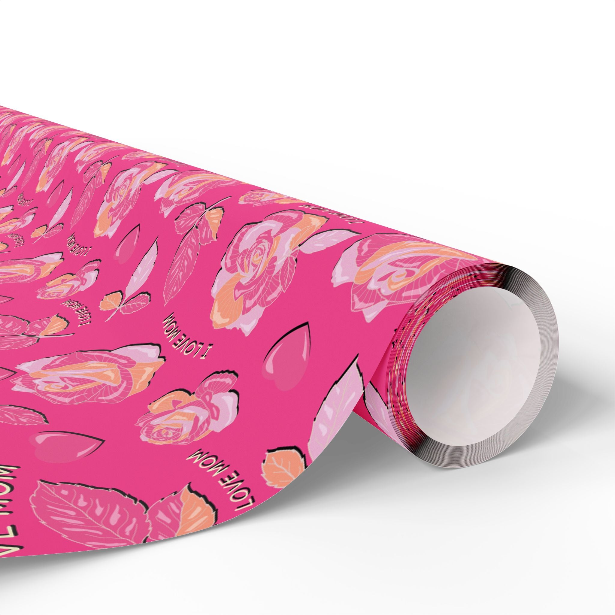 Mother's Day Floral Silhouette Wrapping Paper - Holiday Gift Wrapping Paper Roll