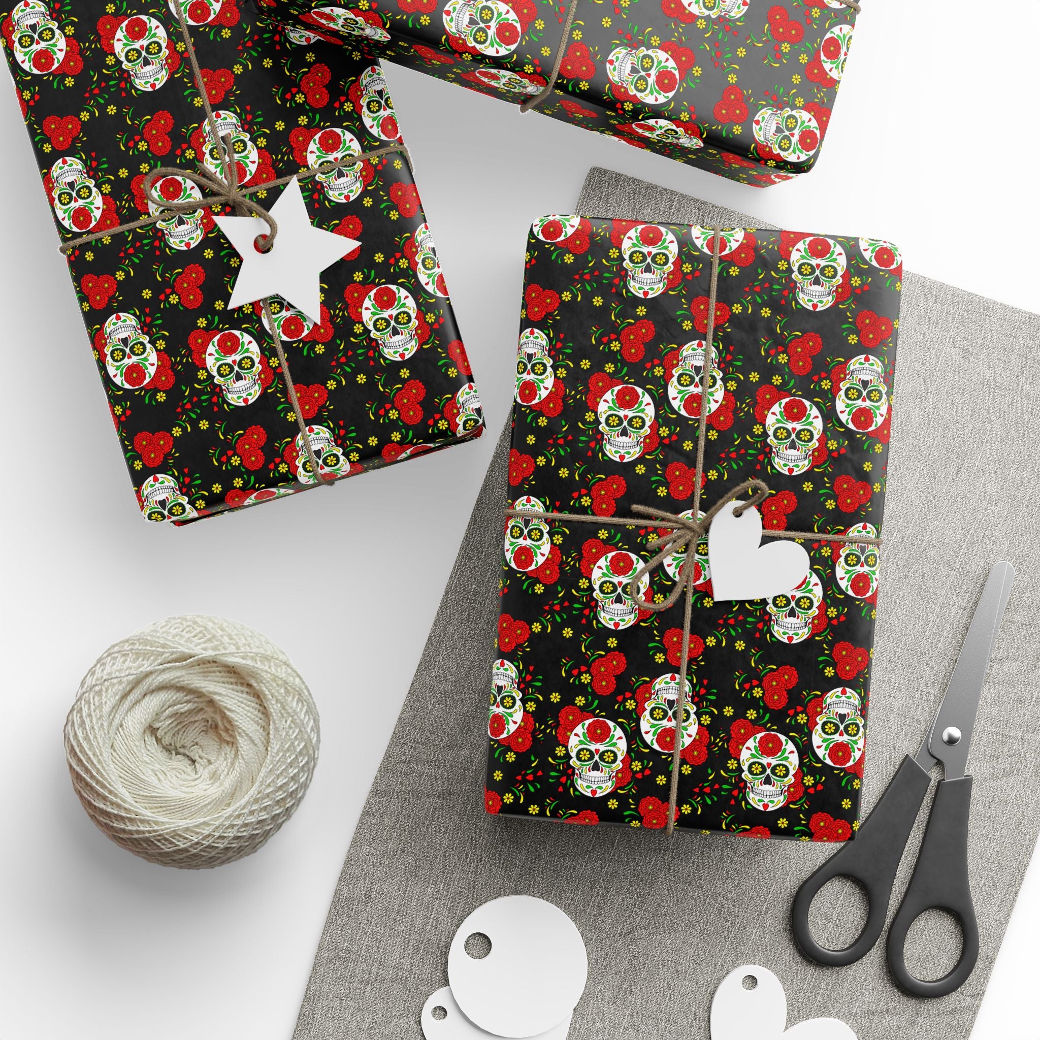 Day of the Dead Red Roses Wrapping Paper | Holiday Gift Wrapping Paper Roll