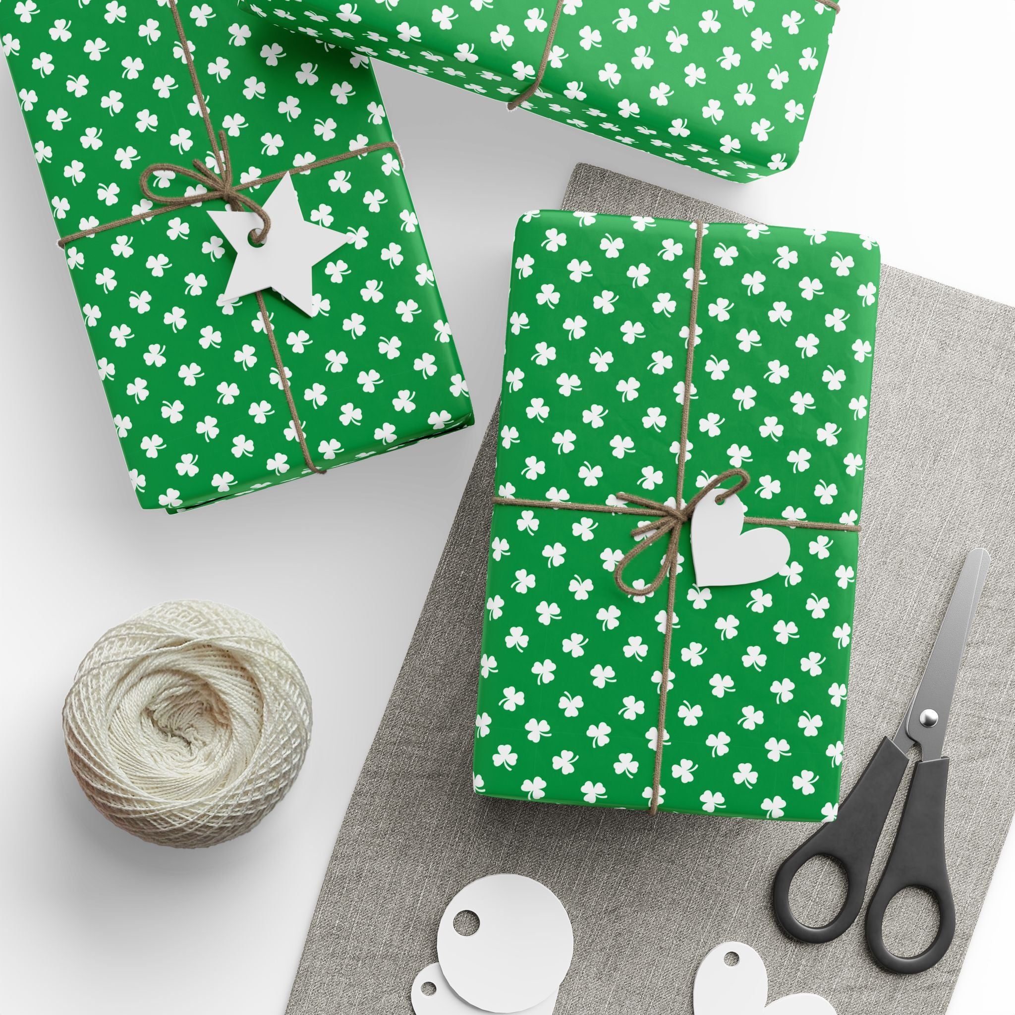 St Patrick's Day Clover on Green Wrapping Paper | Holiday Gift Wrapping Paper Roll