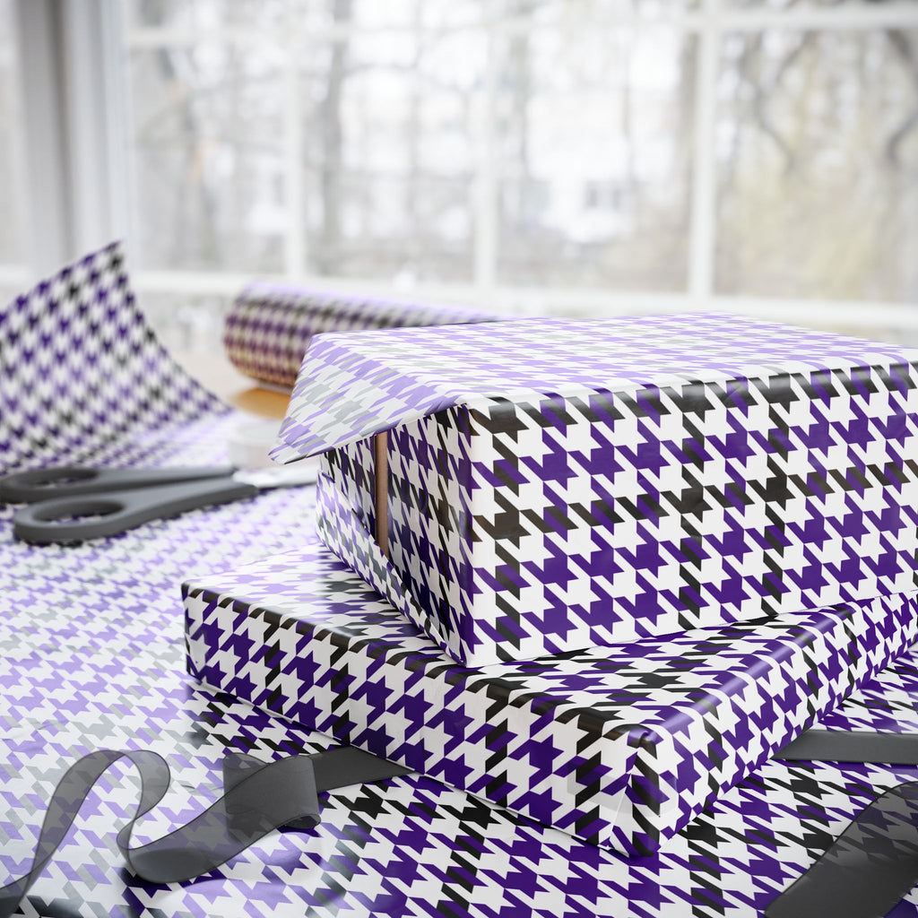 Houndstooth Wrapping Paper Design Purple 020 - Holiday Gift Wrapping Paper Roll