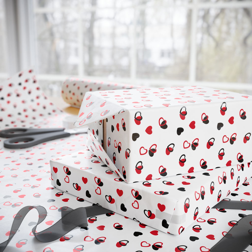 Valentine's Day Connected Hearts Wrapping Paper | Holiday Gift Wrapping Paper Roll