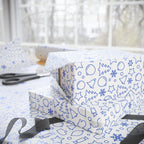 Christmas Blue Line Art Wrapping Paper | Holiday Gift Wrapping Paper
