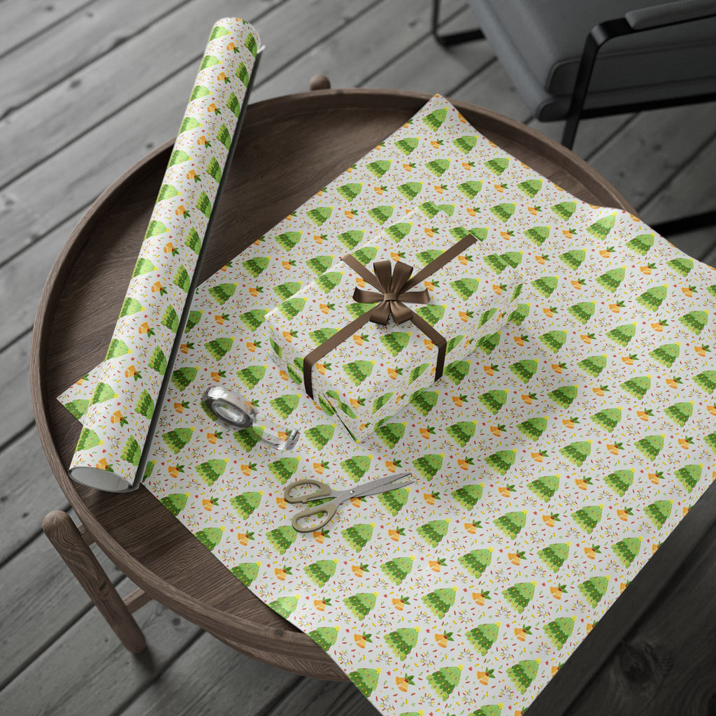 Christmas Watercolor Lights Wrapping Paper | Holiday Gift Wrapping Paper Roll