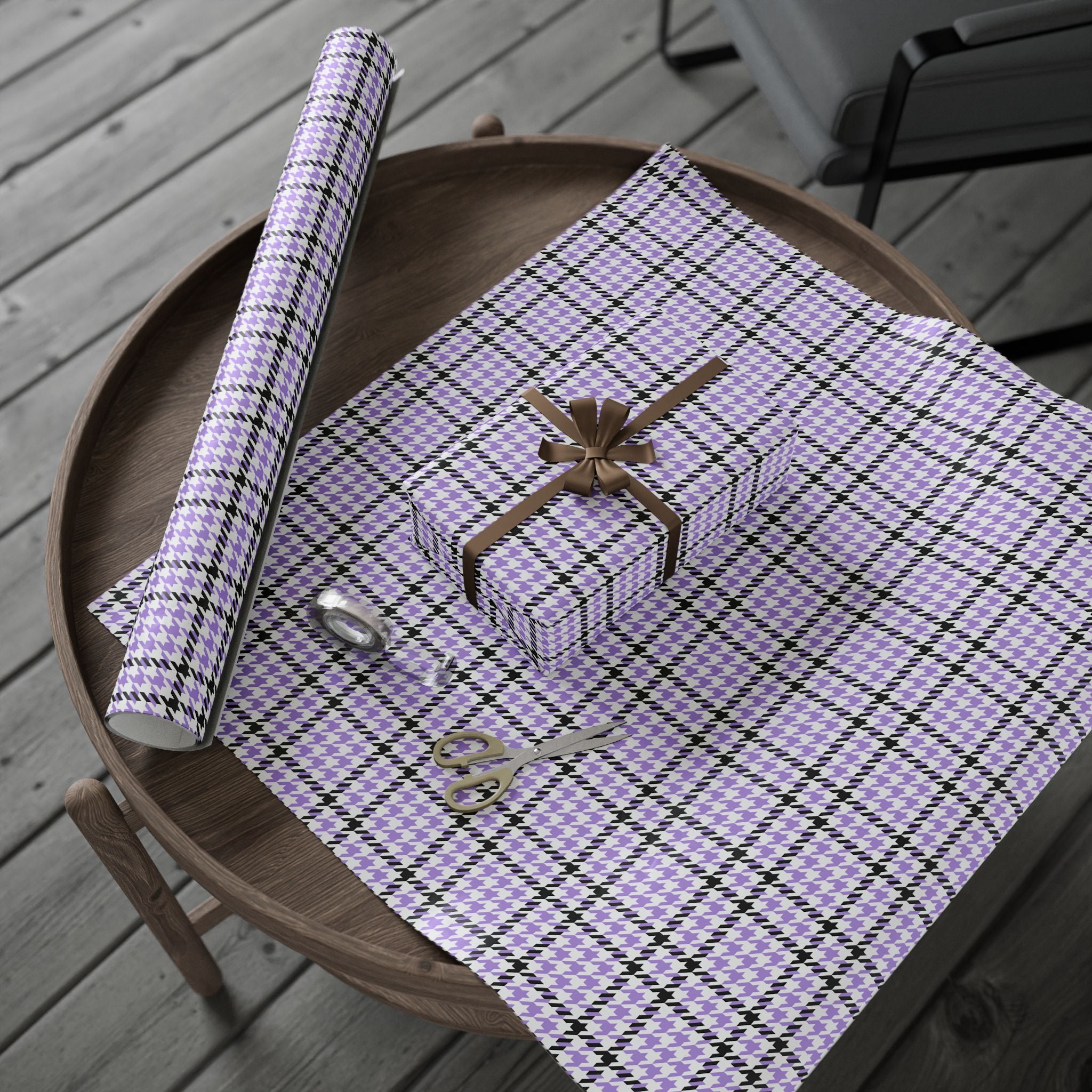 Houndstooth Wrapping Paper Design Lavender - Holiday Gift Wrapping Paper Roll