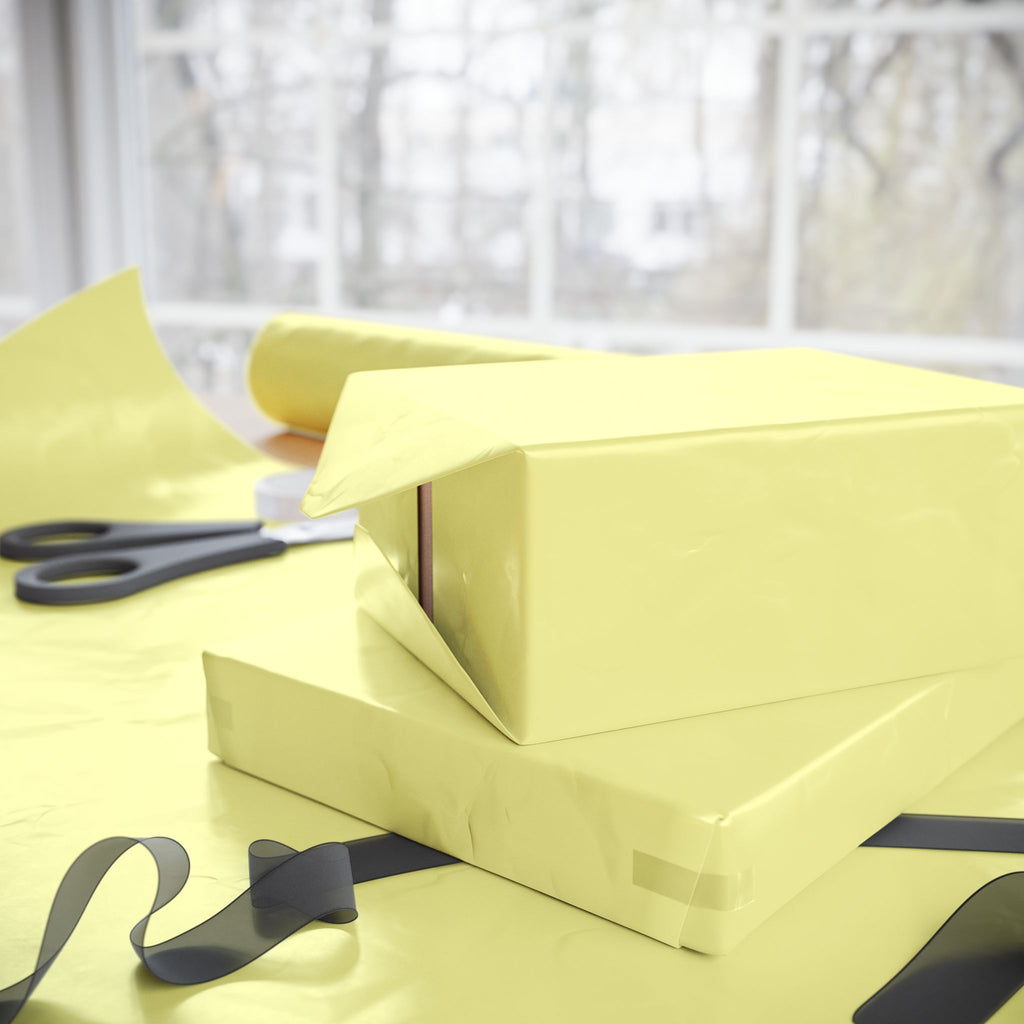 Solid Pastel Yellow Wrapping Paper - Holiday Gift Wrapping Paper Roll