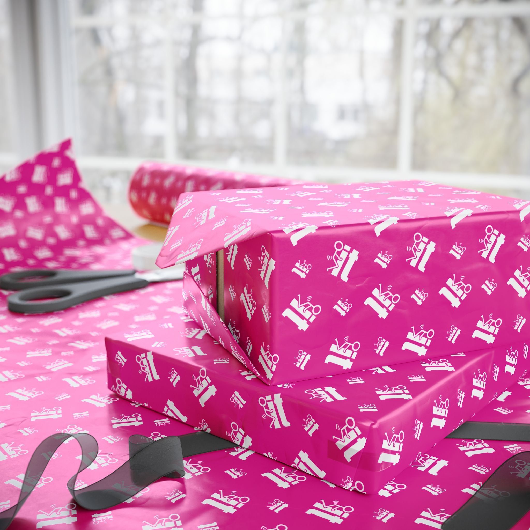 NSFW "F#ck It" Meme on Hot Pink Wrapping Paper - Holiday Gift Wrapping Paper Roll
