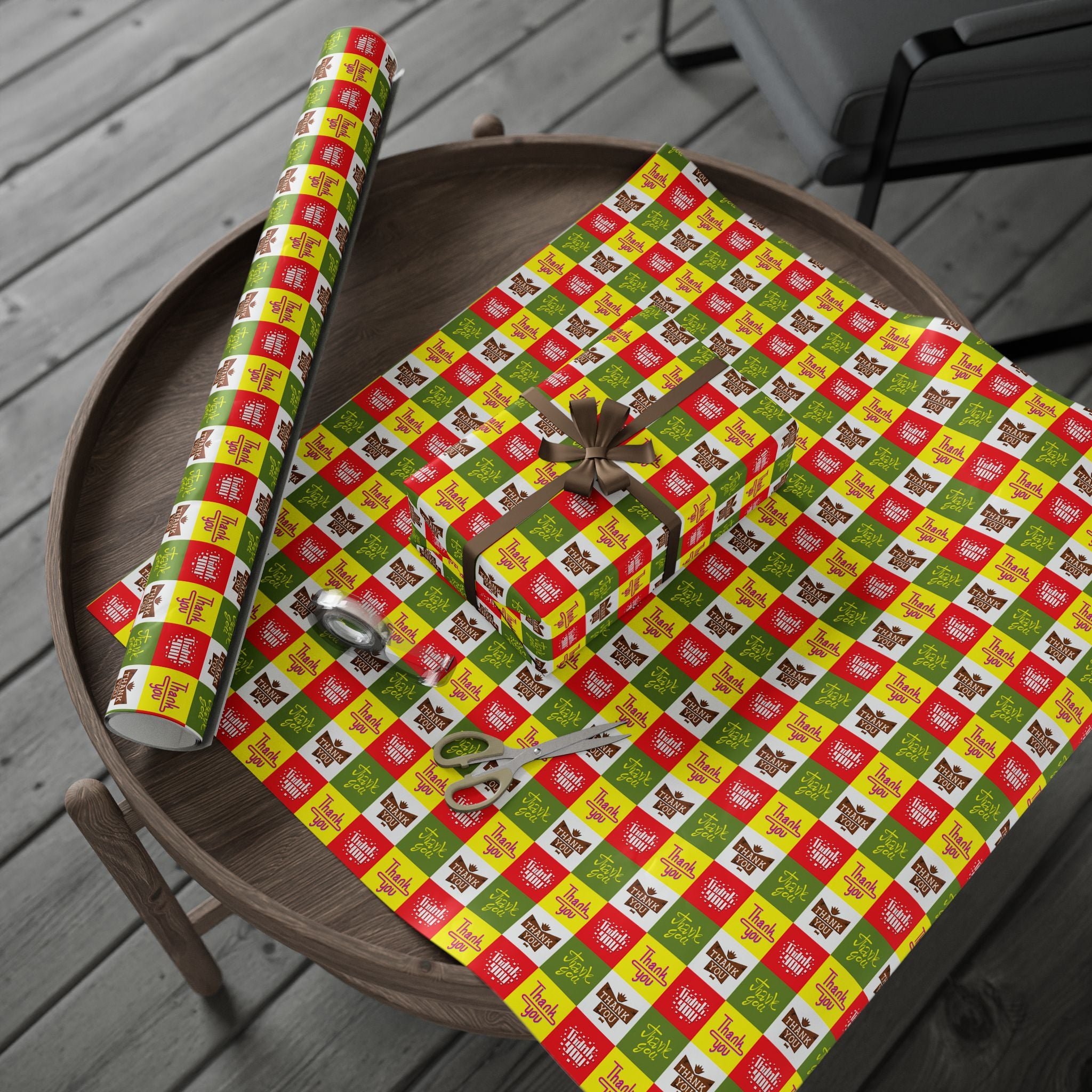 Thank You Four Square Wrapping Paper Design | Holiday Gift Wrapping Paper Roll