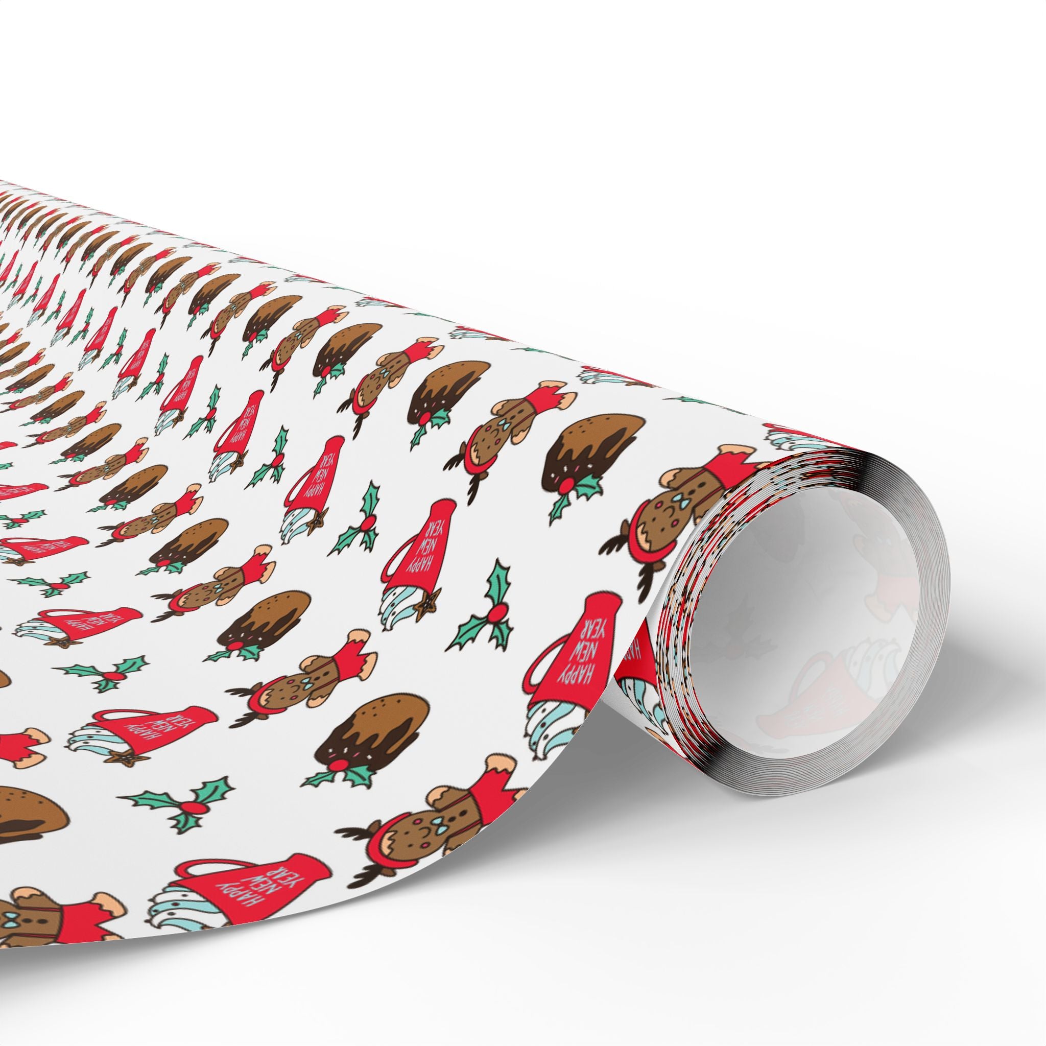 New Year's Gingerbread Reindeer Wrapping Paper - Holiday Gift Wrapping Paper Roll