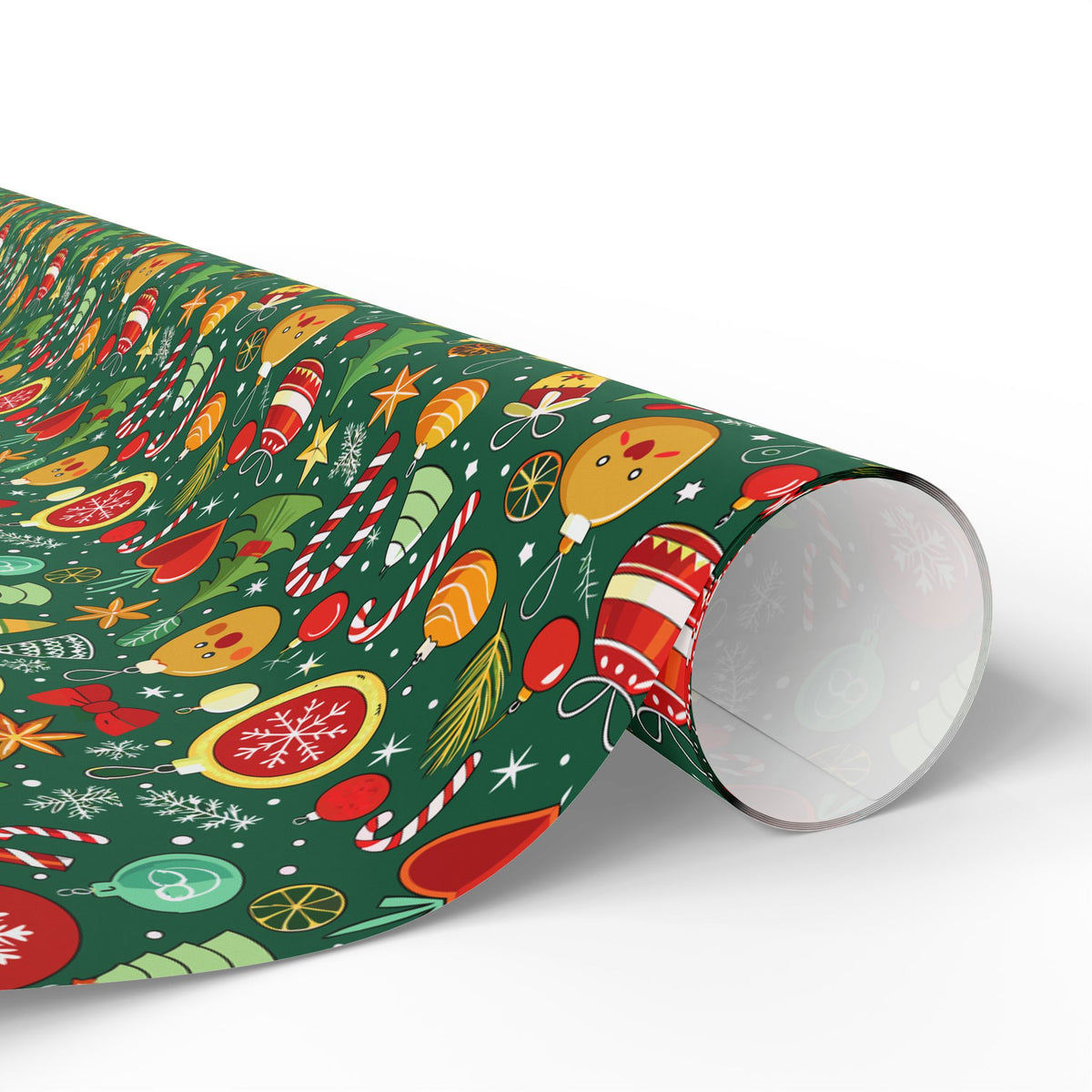 Christmas Cartoon Icons Wrapping Paper | Holiday Gift Wrapping Paper Roll