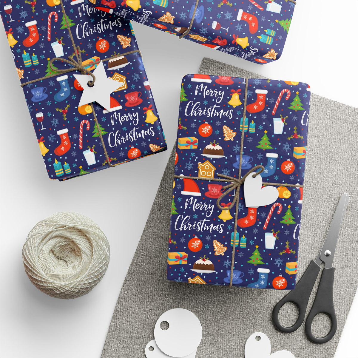Christmas Snowflake Icons Wrapping Paper | Holiday Gift Wrapping Paper Roll