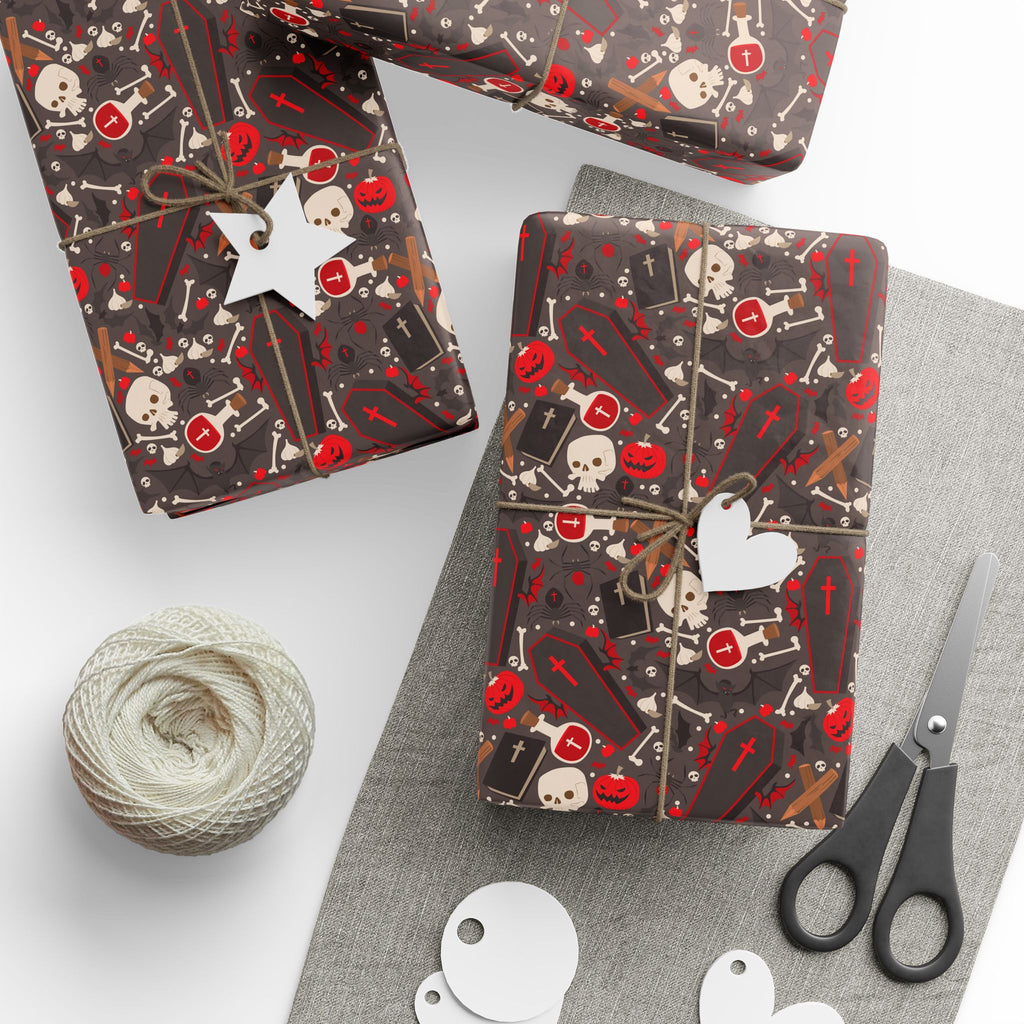 Halloween Vampire Icons Wrapping Paper | Holiday Gift Wrapping Paper Roll