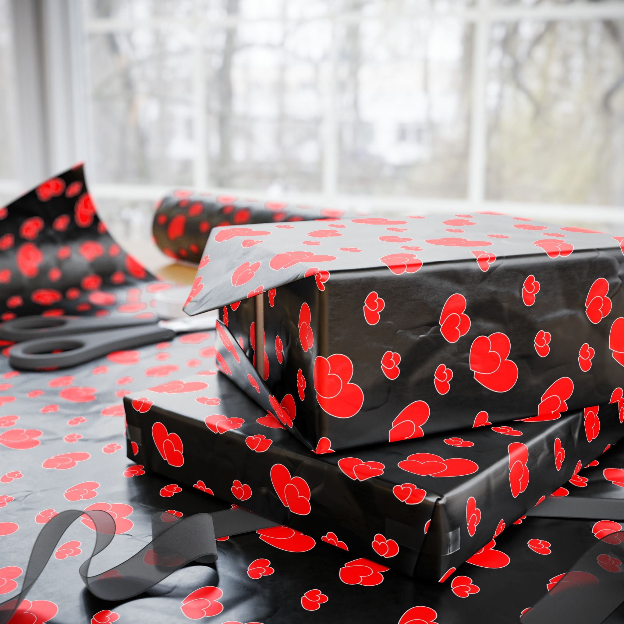Valentine's Day Hearts Adjoined Wrapping Paper | Holiday Gift Wrapping Paper Roll