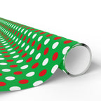 Christmas Dots on Green Wrapping Paper | Holiday Gift Wrapping Paper Roll