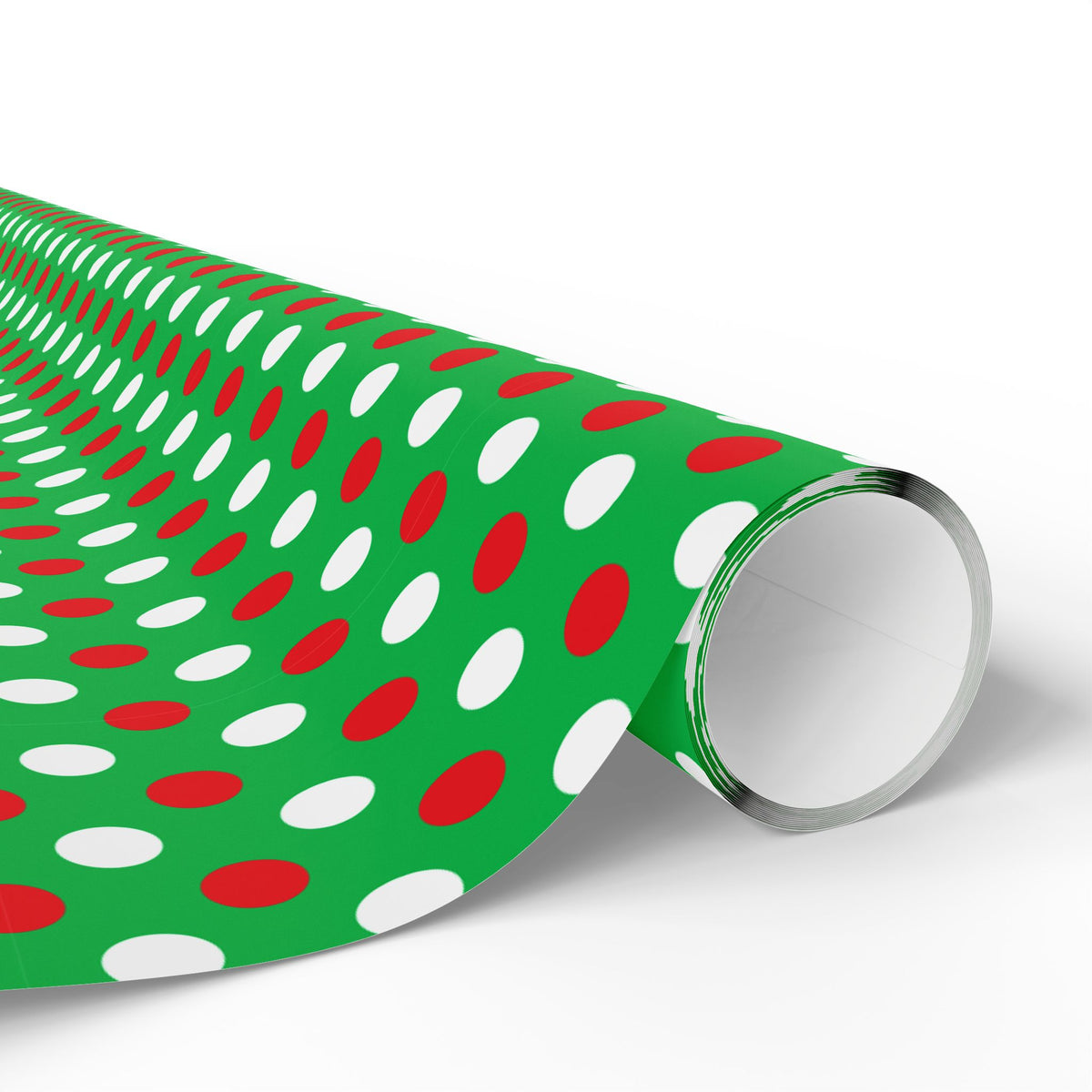 Christmas Dots on Green Wrapping Paper | Holiday Gift Wrapping Paper Roll