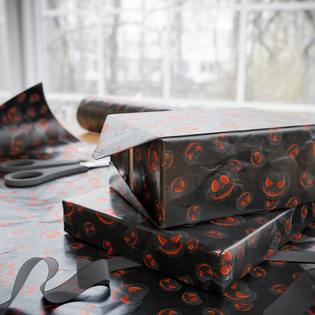 Halloween Evil Pumpkins Wrapping Paper | Holiday Gift Wrapping Paper Roll