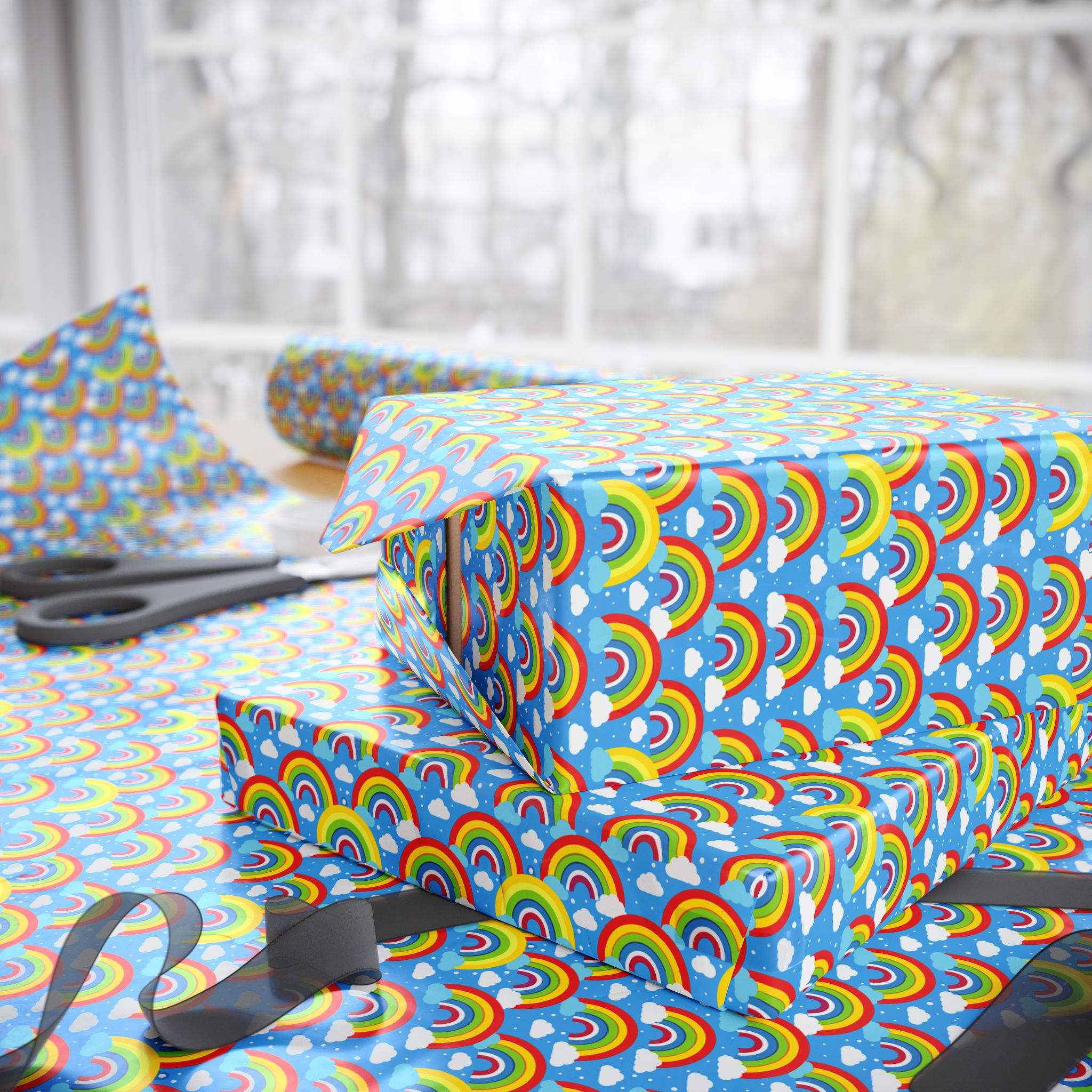 Pride Rainbow Sky Wrapping Paper Design | Holiday Gift Wrapping Paper Roll