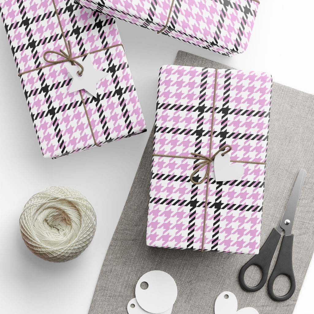 Houndstooth Wrapping Paper Design Pink 005 - Holiday Gift Wrapping Paper Roll