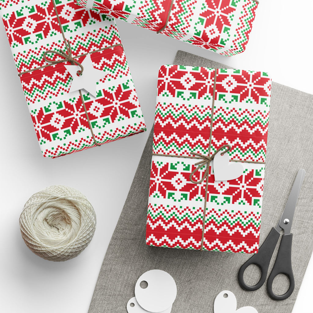 Christmas Ugly Red Snowflakes Wrapping Paper | Holiday Gift Wrapping Paper Roll