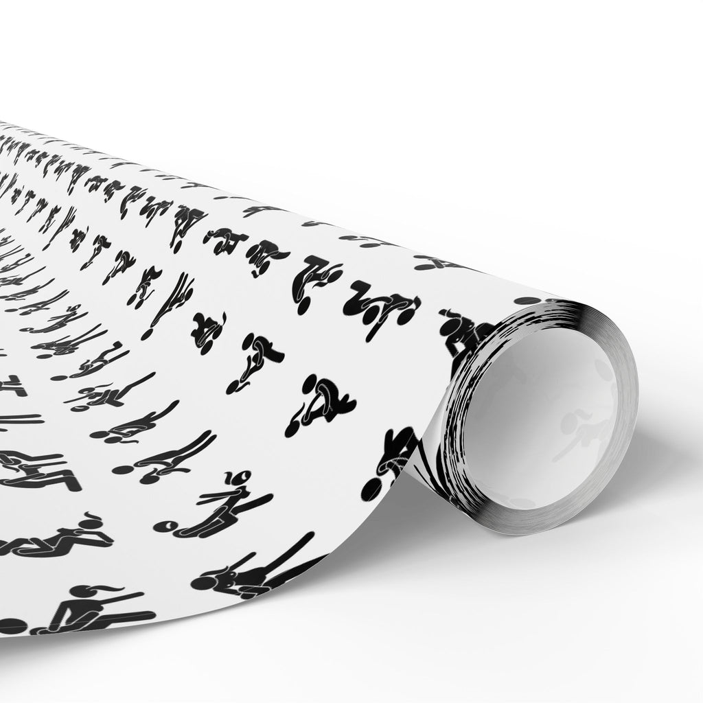 NSFW Stick Figure X Rated Fun on White Wrapping Paper - Holiday Gift Wrapping Paper Roll