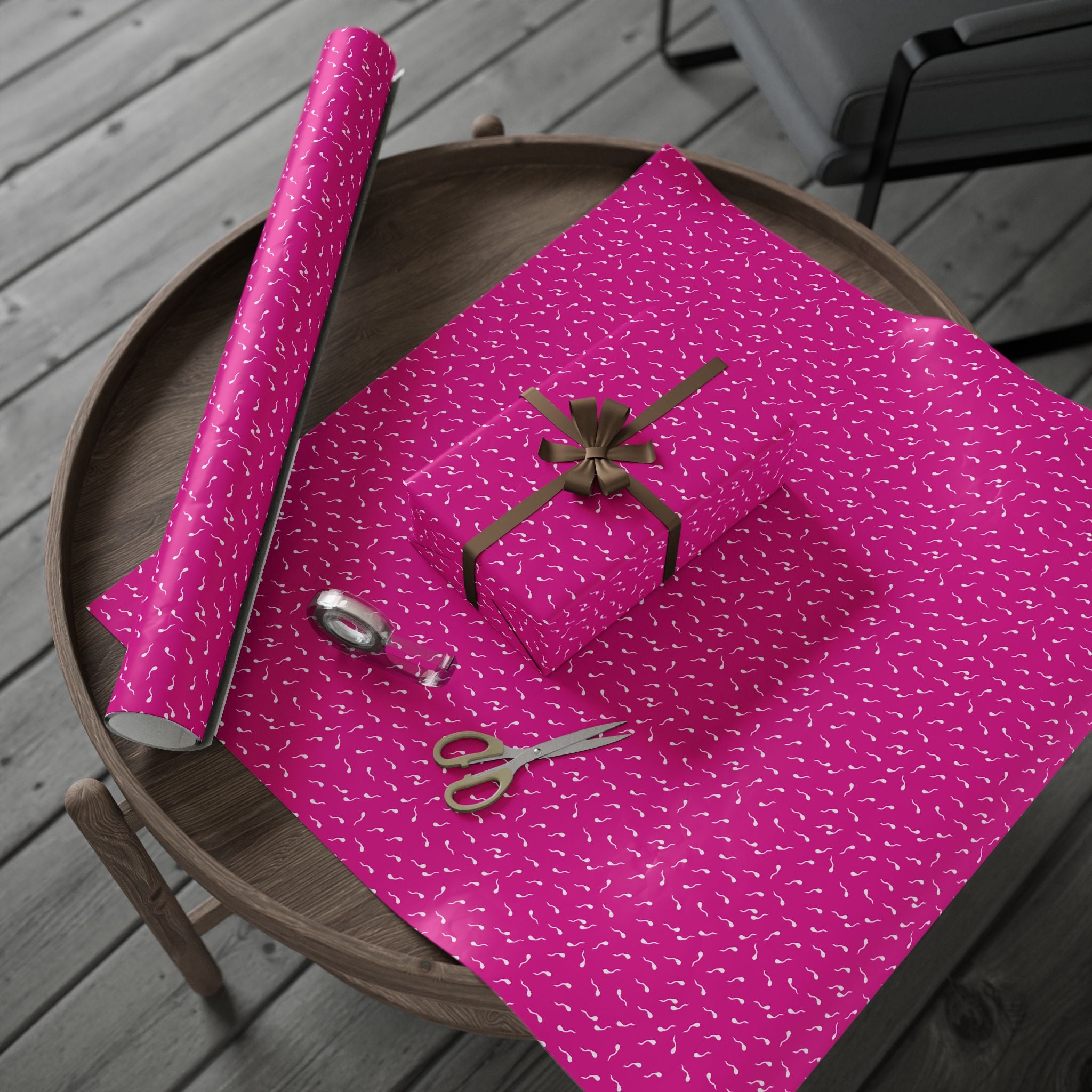 NSFW Late Night Swimmers on Hot Pink Wrapping Paper - Holiday Gift Wrapping Paper Roll