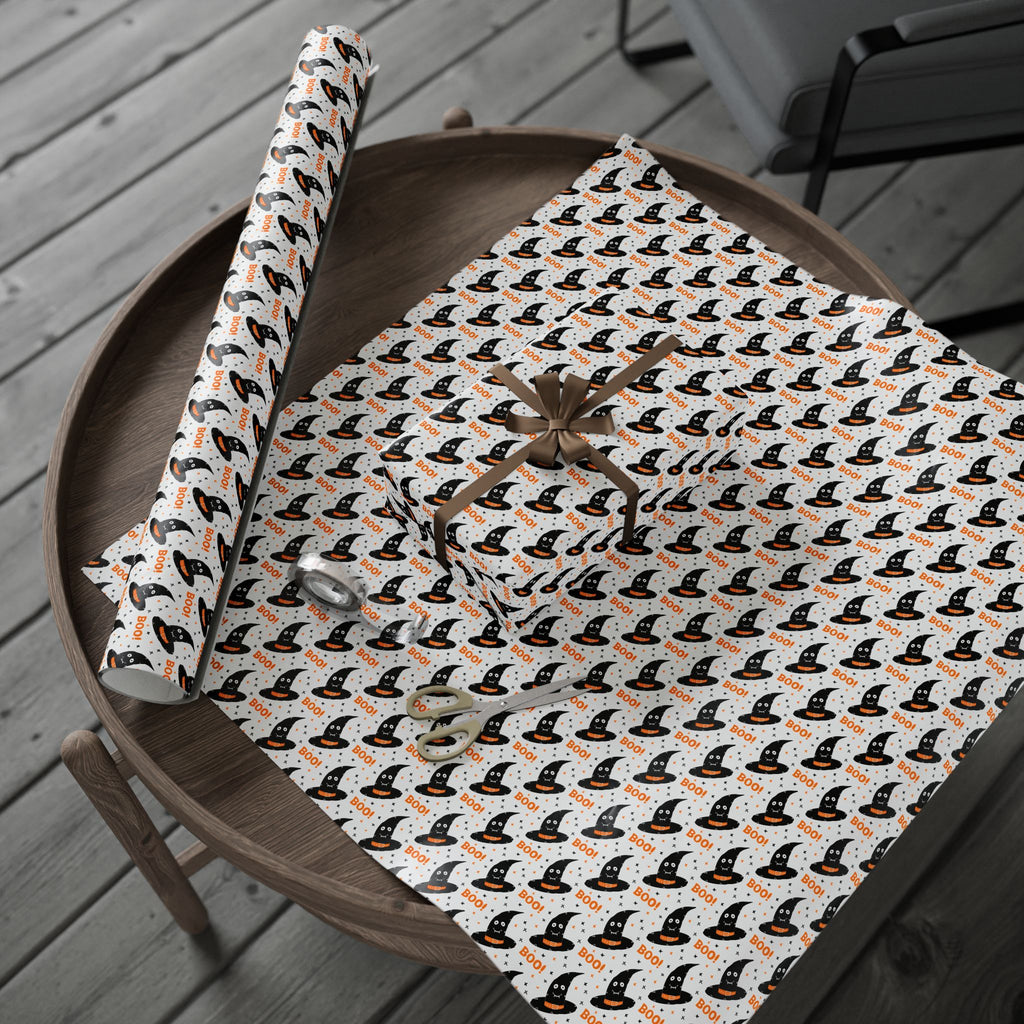 Halloween Boo Hats Wrapping Paper | Holiday Gift Wrapping Paper Roll
