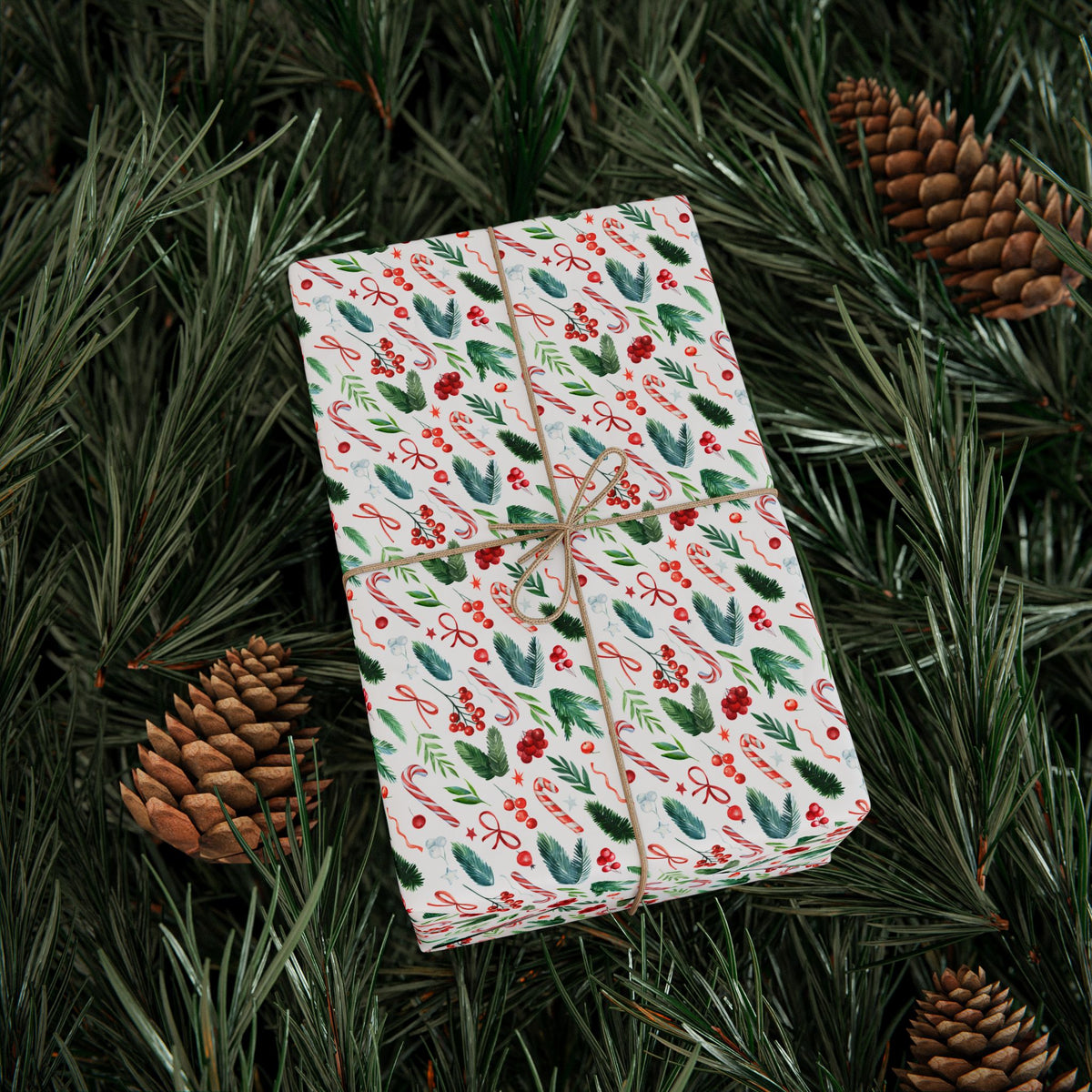 Christmas Spruce Branches Wrapping Paper | Holiday Gift Wrapping Paper Roll