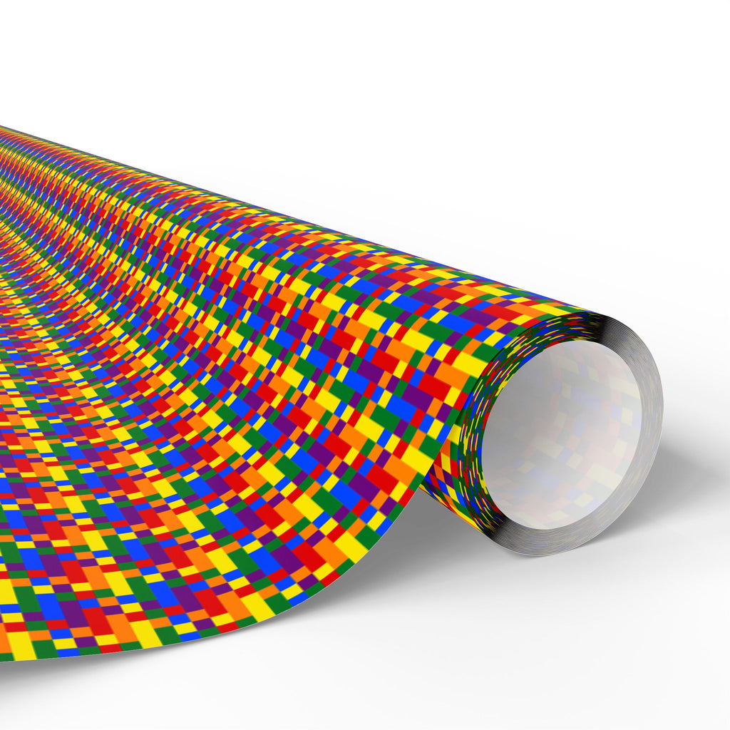 Gay Pride Rainbow 8 Bit Tartan Wrapping Paper Design | Holiday Gift Wrapping Paper Roll
