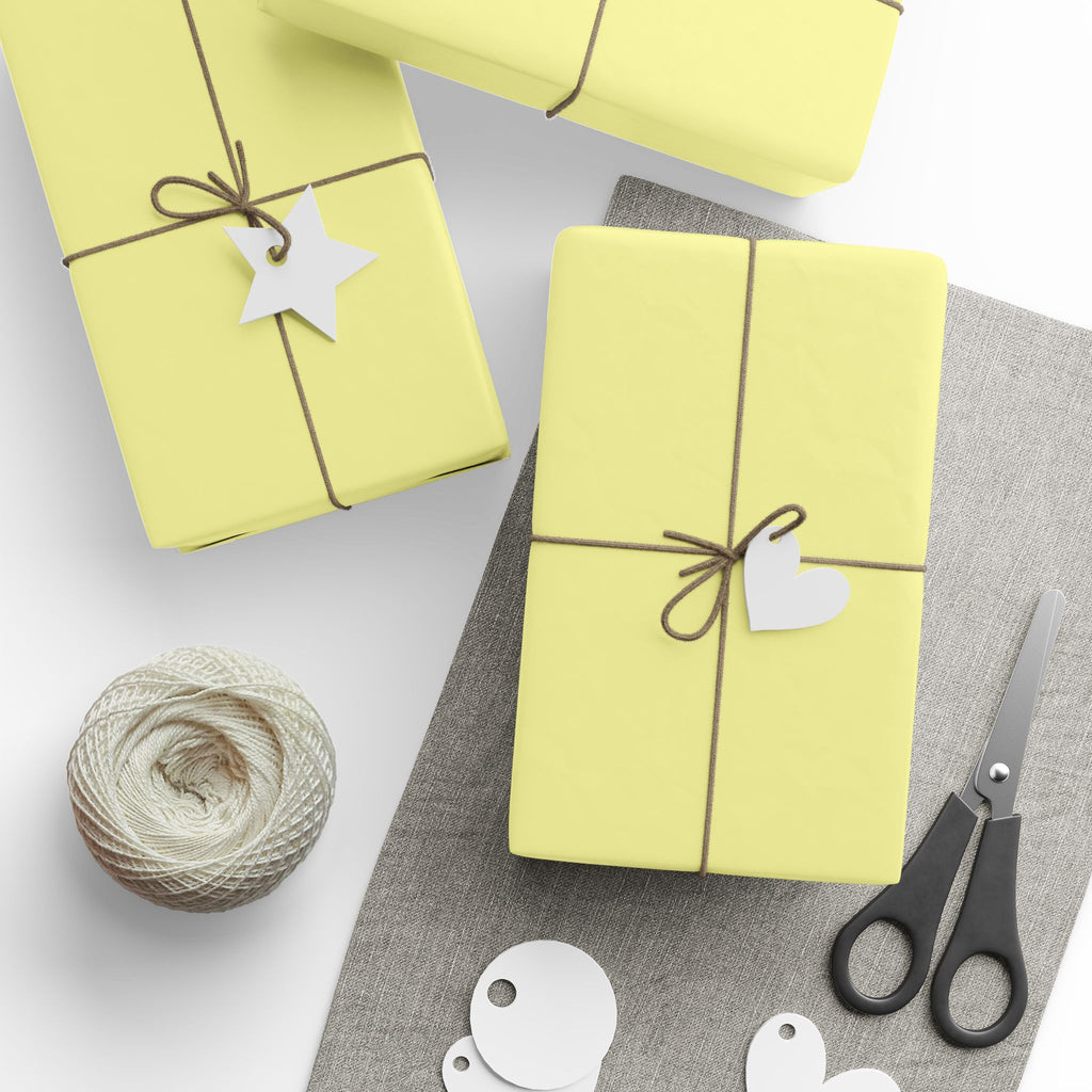 Solid Pastel Yellow Wrapping Paper - Holiday Gift Wrapping Paper Roll