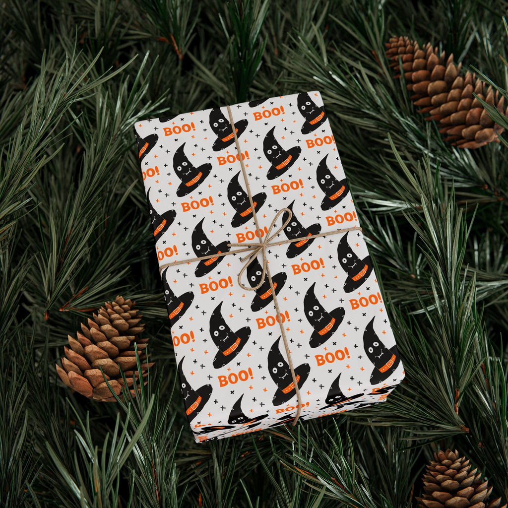 Halloween Boo Hats Wrapping Paper | Holiday Gift Wrapping Paper Roll